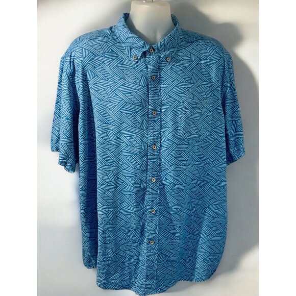 Southern Tide Mens Abstract Scribble Short Sleeve Button Down Linen Shirt 2XL - Picture 5 of 9